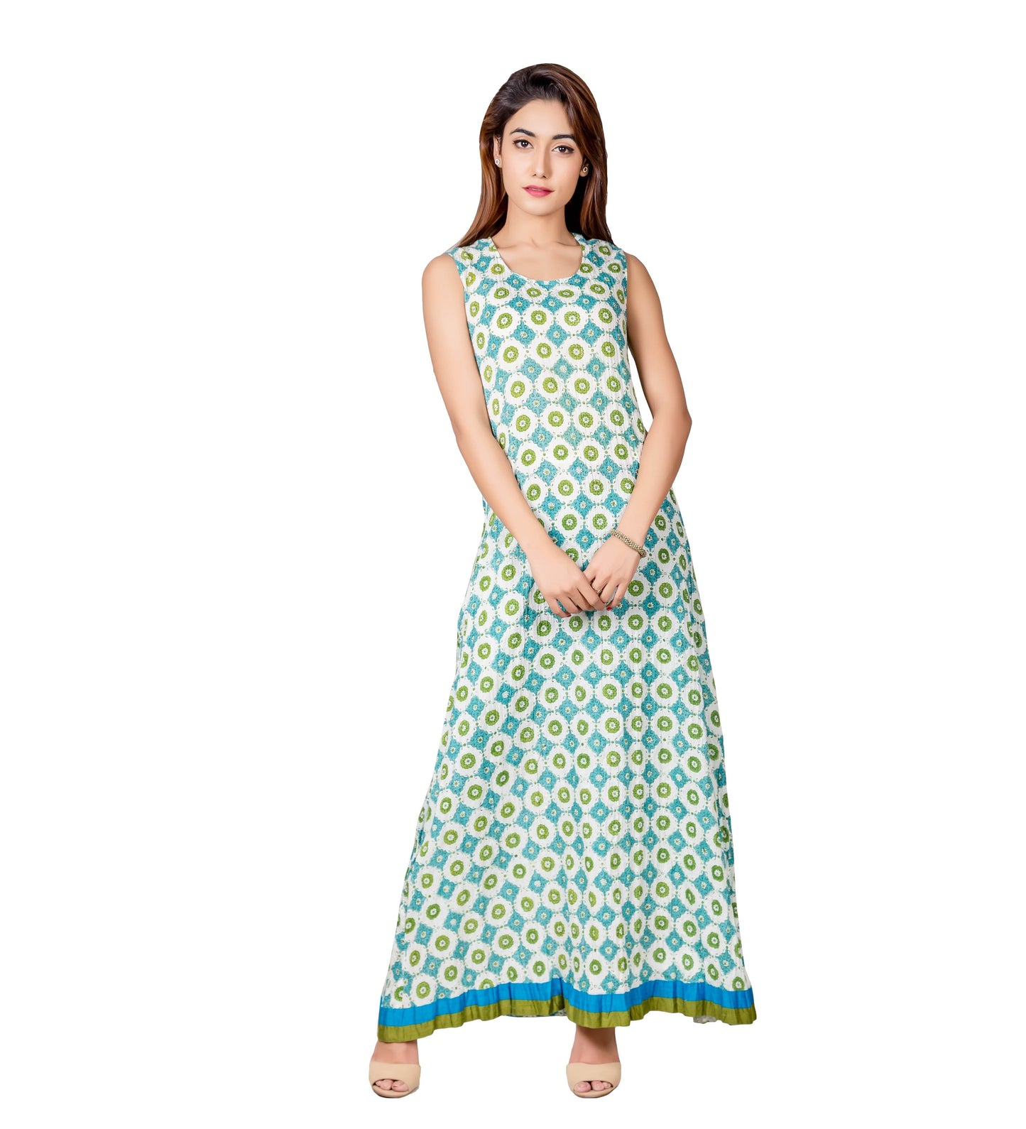 Blue & White Embroidered Indo Western Chanderi Jacket Dress