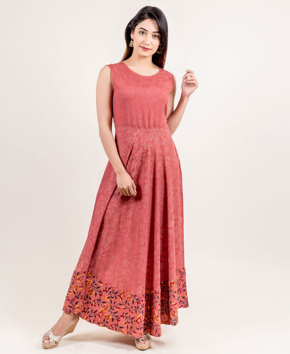 Veronica Quarter Sleeves Rayon Jacket Style Long Dress
