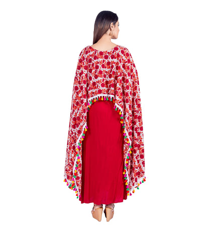 Cape Style Indo Western Dress with Multiple Color Tassels
