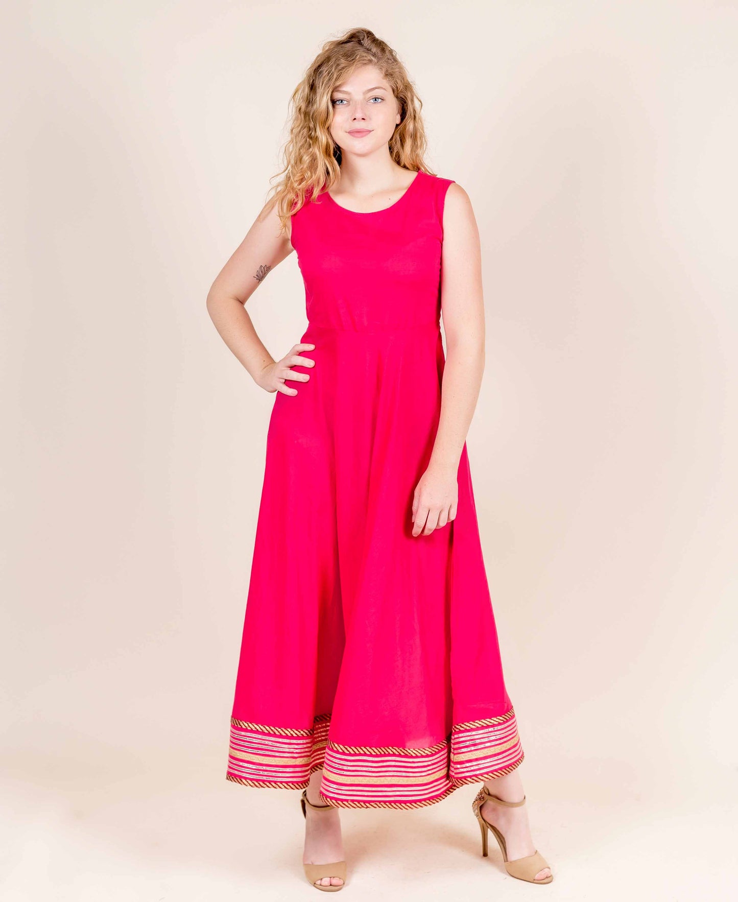 Red Double Layered Tie and Dye Jacket Style Dress