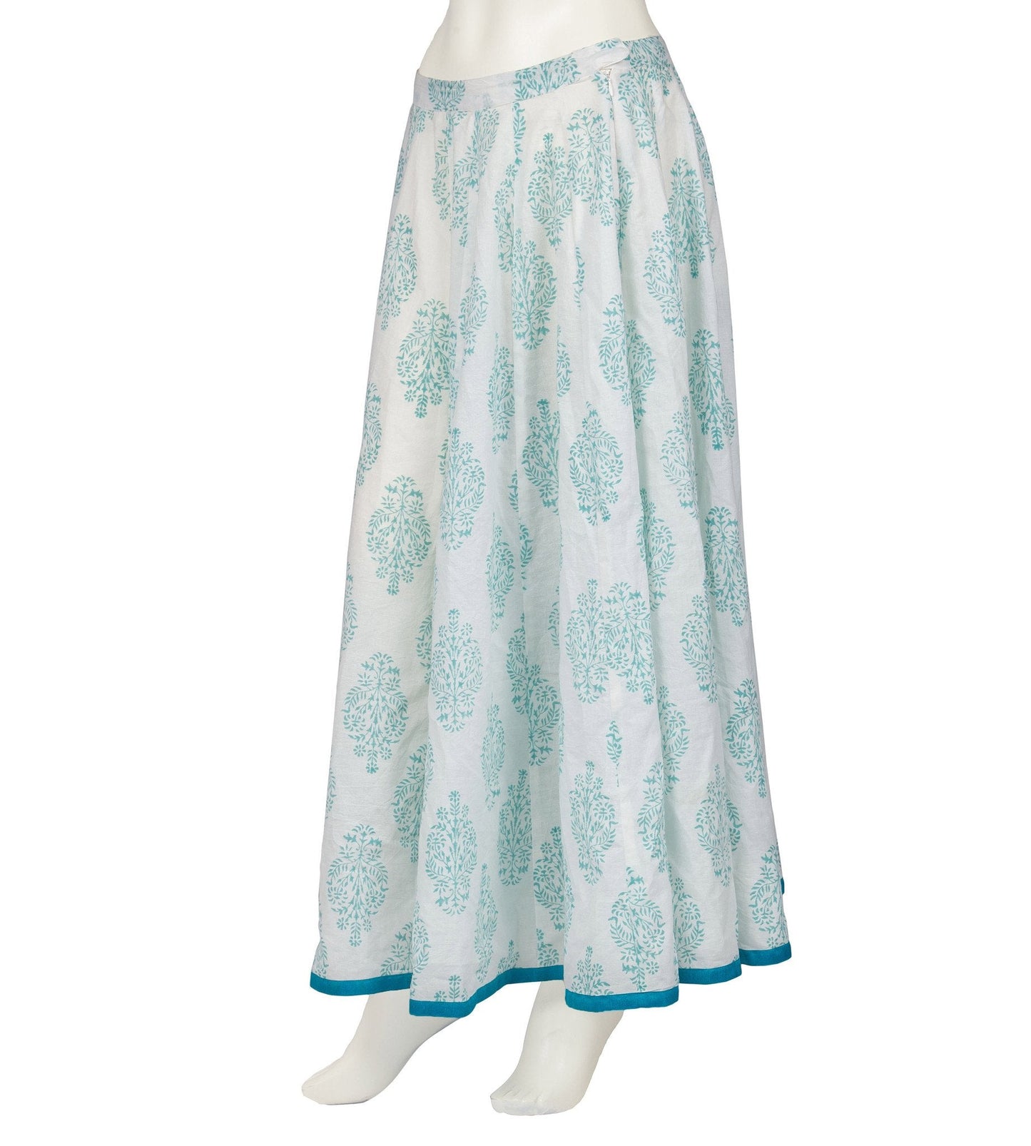 Flared Block Printed Floor Length Skirt