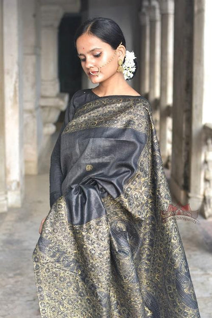 Madhubani Paints Radha Krishna Leela Madhubani Handpainted Saree