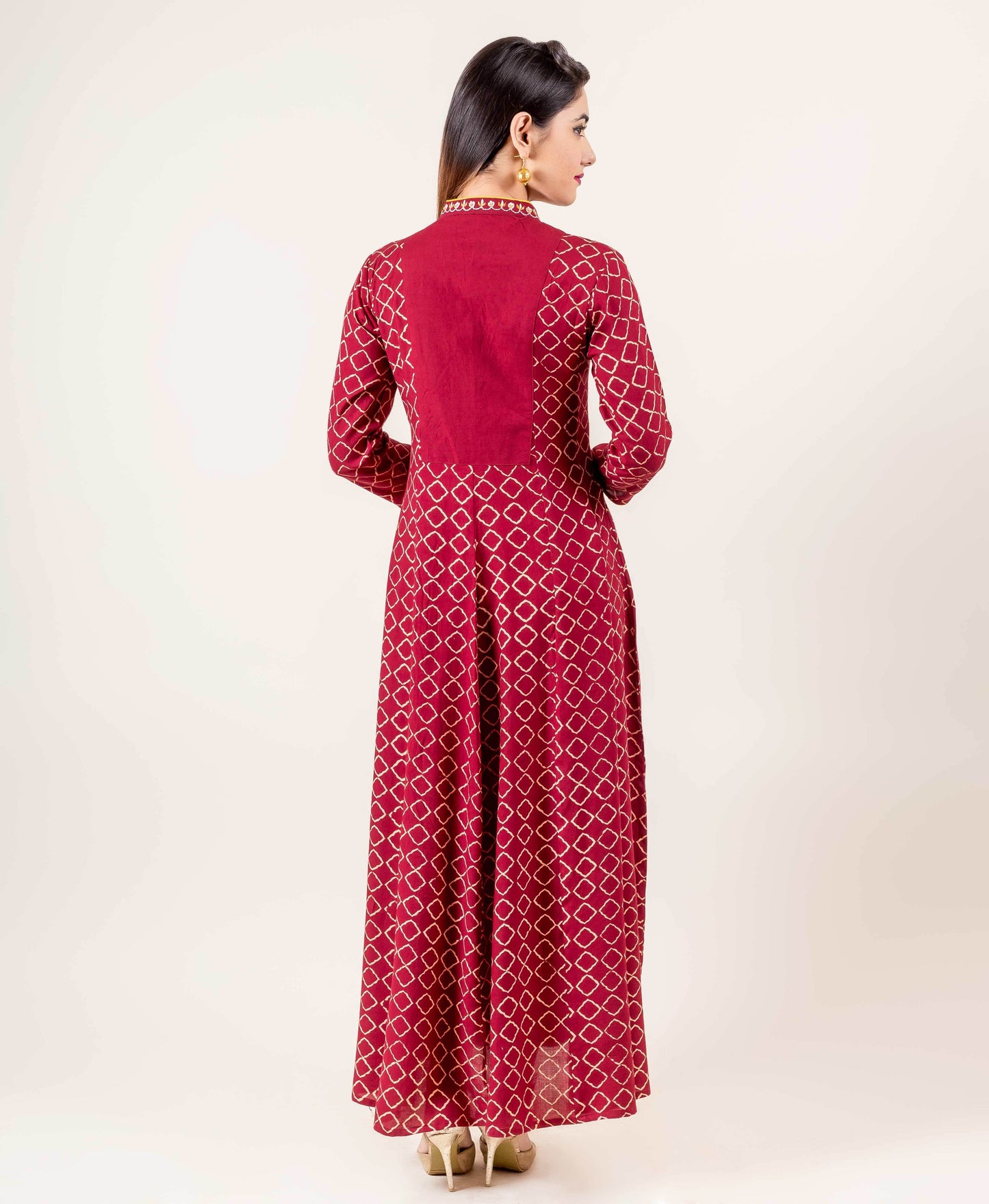 Embroidered Maroon Anarkali Style Floor Length Gown