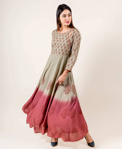 Splendid Hand Block Printed Indowestern Outfit