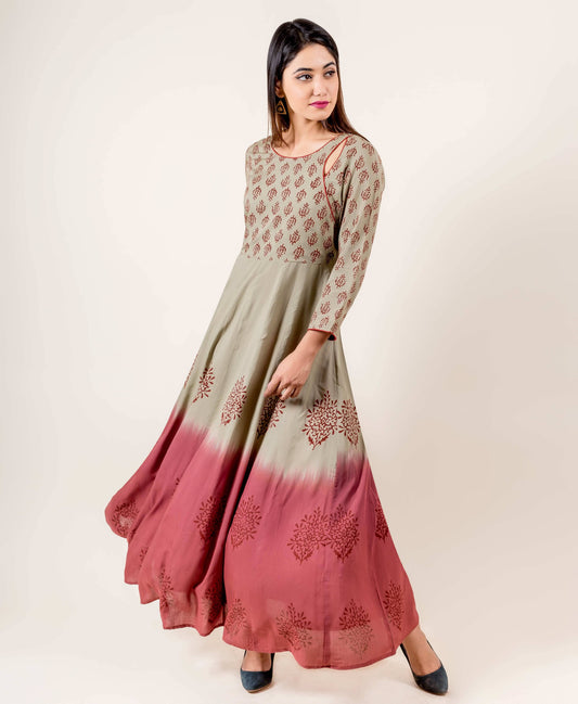 Splendid Hand Block Printed Indowestern Outfit