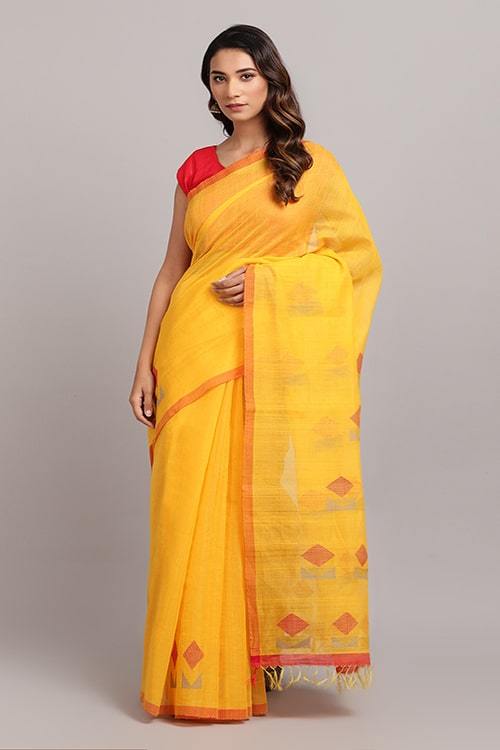 Dakshita' Handwoven Extra Weft Cotton-Silk Saree-33