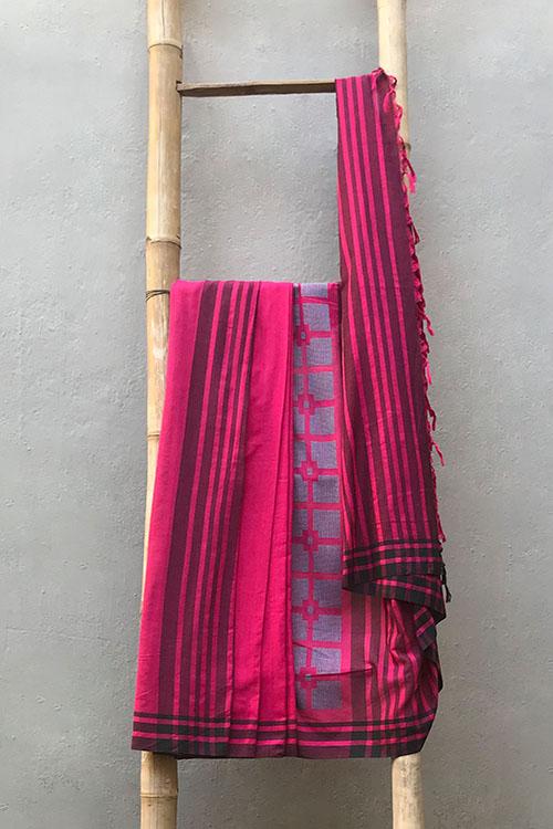 Aahana' Handwoven Extra Weft Cotton Saree-18