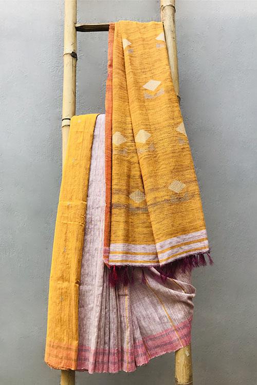 Damini' Handwoven Extra Weft Cotton-Silk Saree-30
