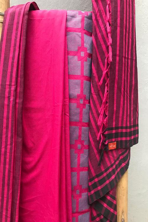 Aahana' Handwoven Extra Weft Cotton Saree-18