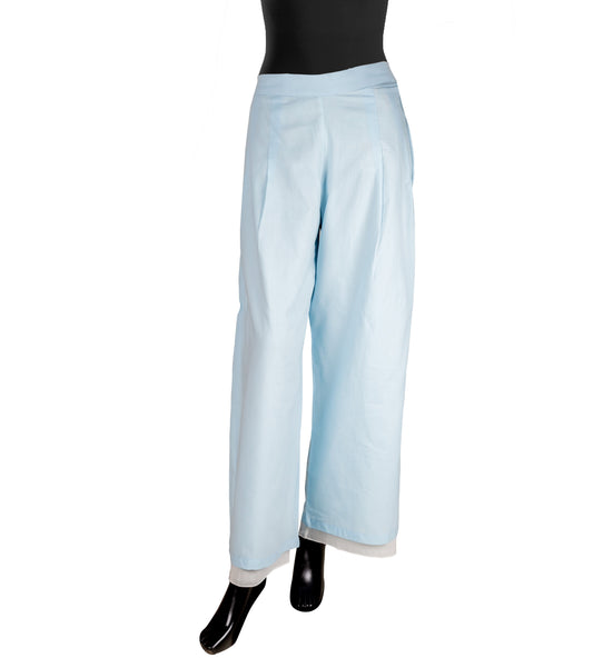 Blue and White Double Layered Palazzo Pants