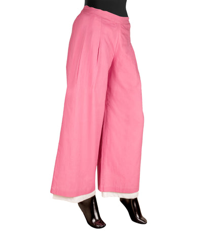 Off White and Pink Double Layered Palazzo Pants