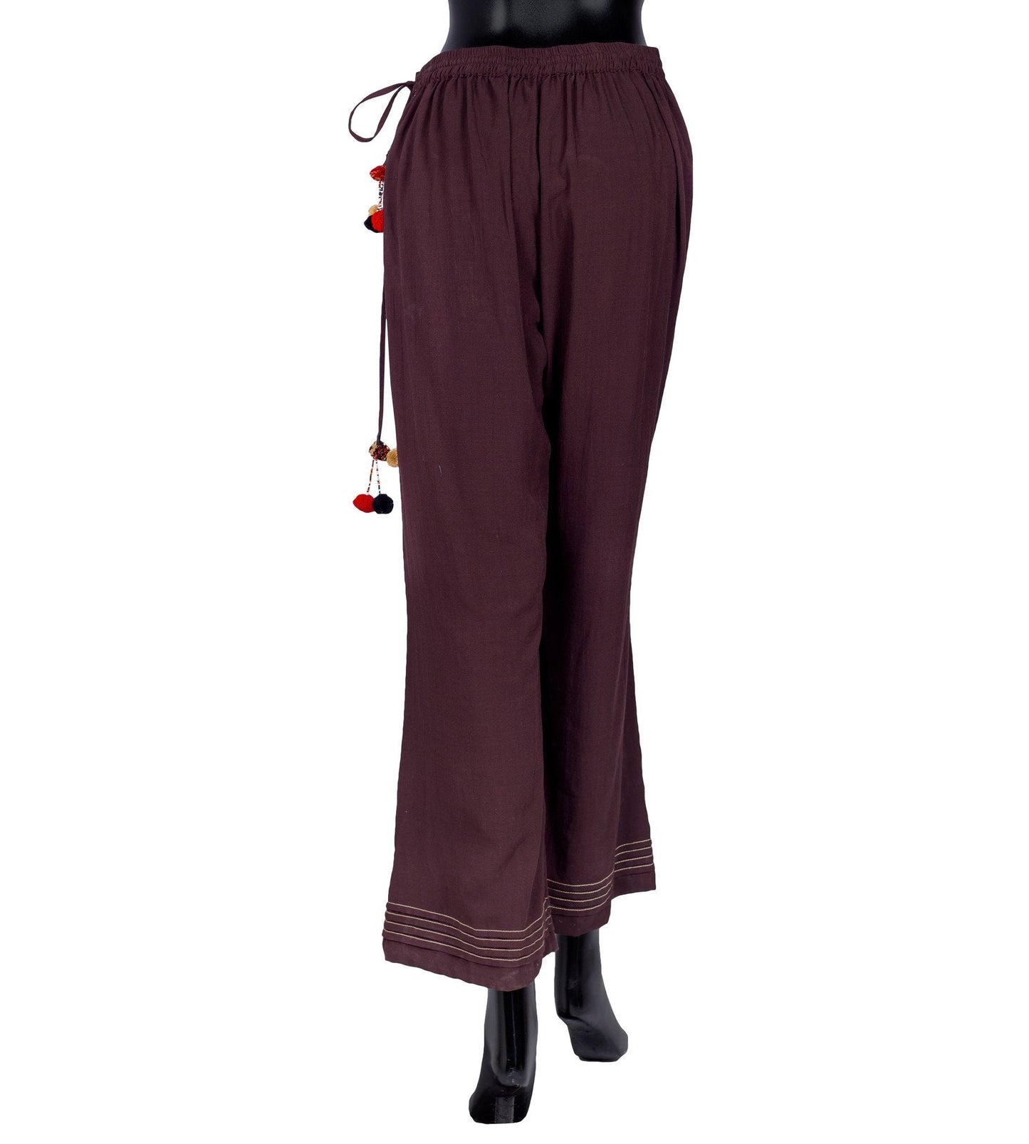 Cotton Flared Palazzo With Pleats At The Sweep