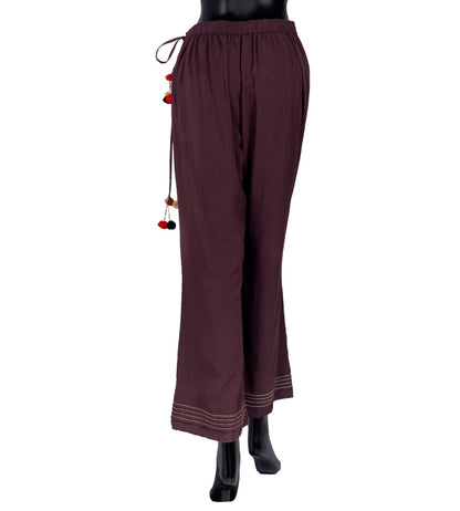 Cotton Flared Palazzo With Pleats At The Sweep