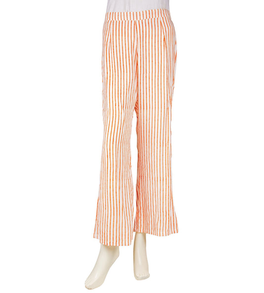 White and Orange Striped Palazzo Pants