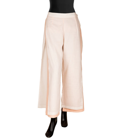 Off White and Peach  Double Layered Palazzo Pants