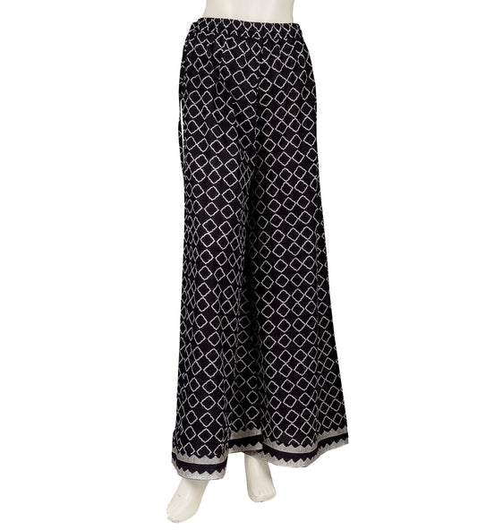 Retro Style Temple Embroidered Hand Block Printed Wide Leg Palazzos