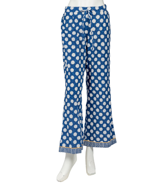 Indigo Polka Dots Pegged Palazzos
