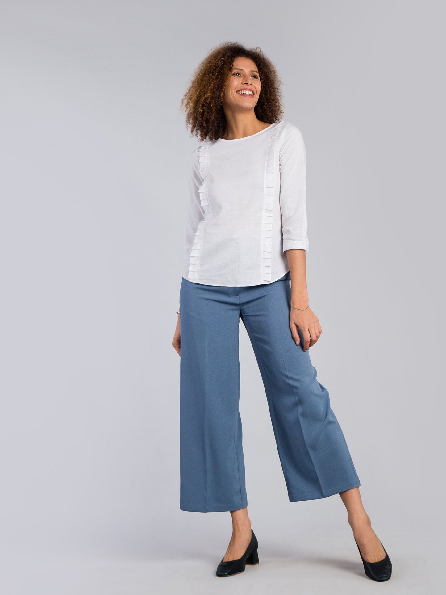 Paperbag Waist Tie Up Pants - Blue