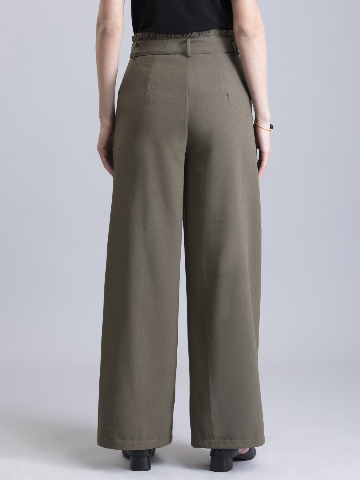Paperbag Waist Tie Up Pants - Olive