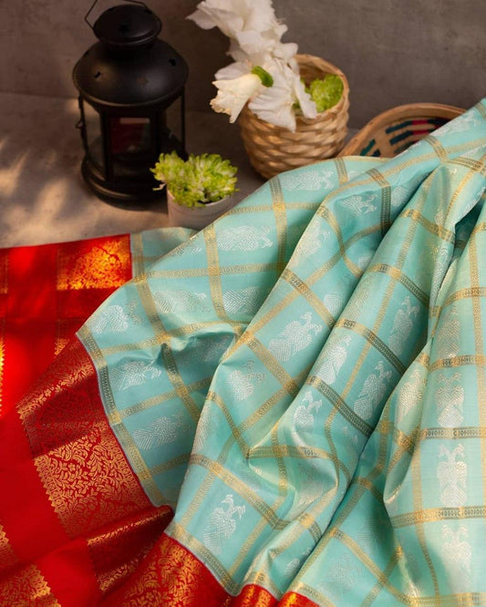 Heavy Rich Red Belt With Gold Weaving Zari Border - Soft Silk Sarees