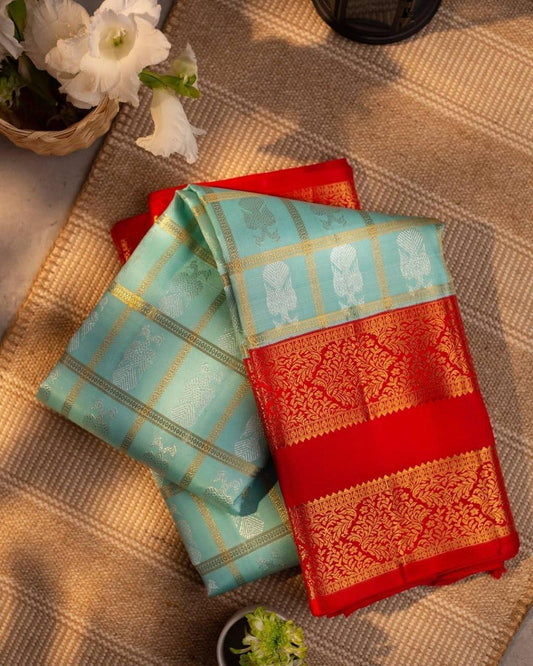 Heavy Rich Red Belt With Gold Weaving Zari Border - Soft Silk Sarees