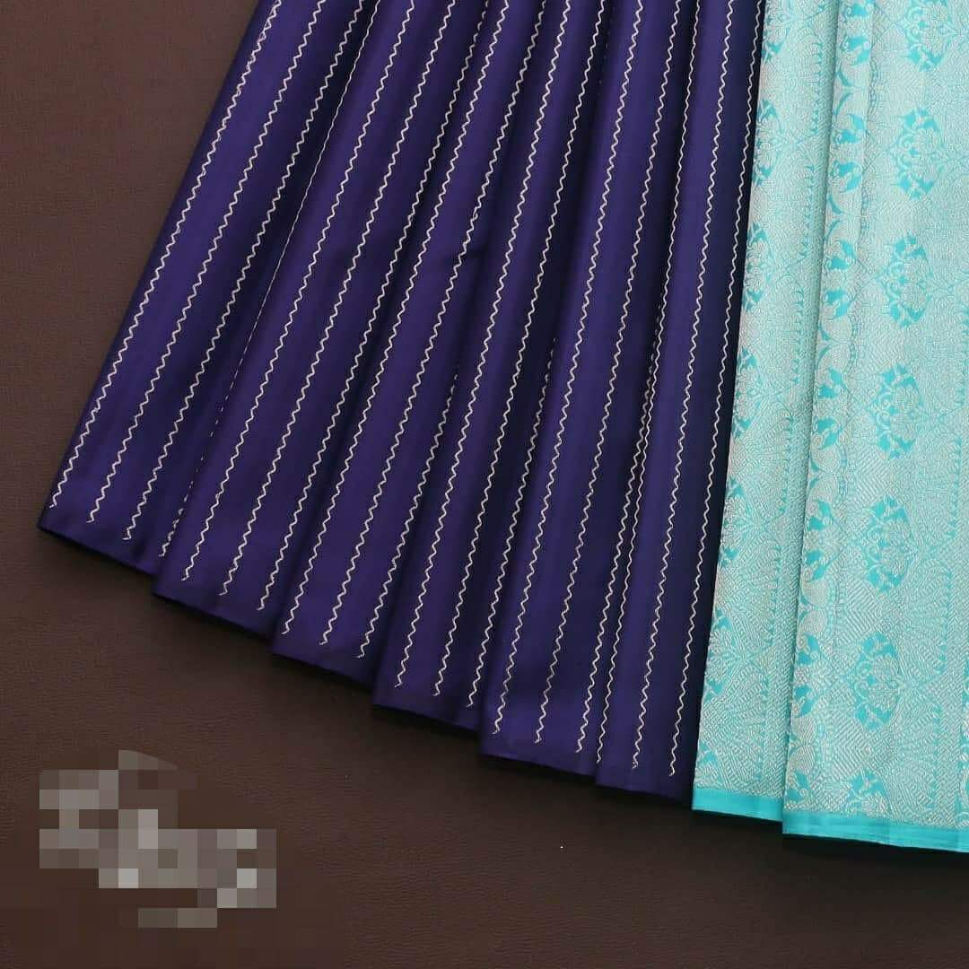 Kanchipuram  Dark-Blue Silk elegant and stunning Saree