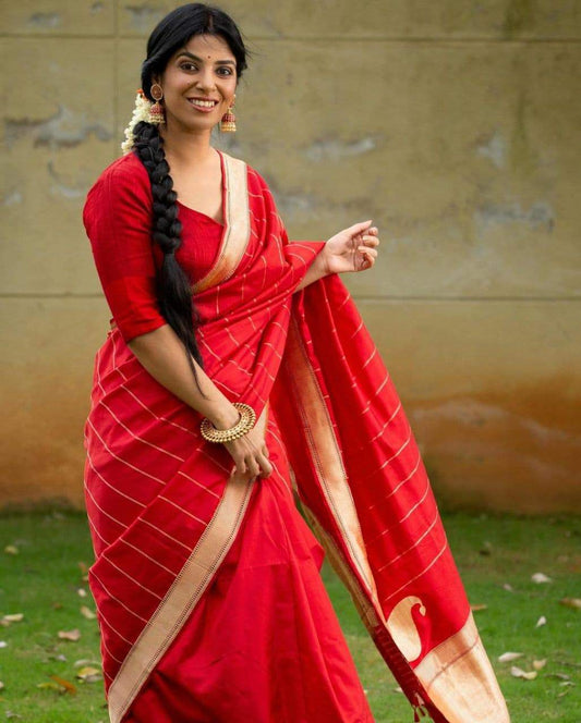 Valiba RED TRADITIONAL KANJIVARAM Saree