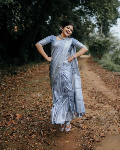 Valiba Grey TRADITIONAL KANJIVARAM Saree