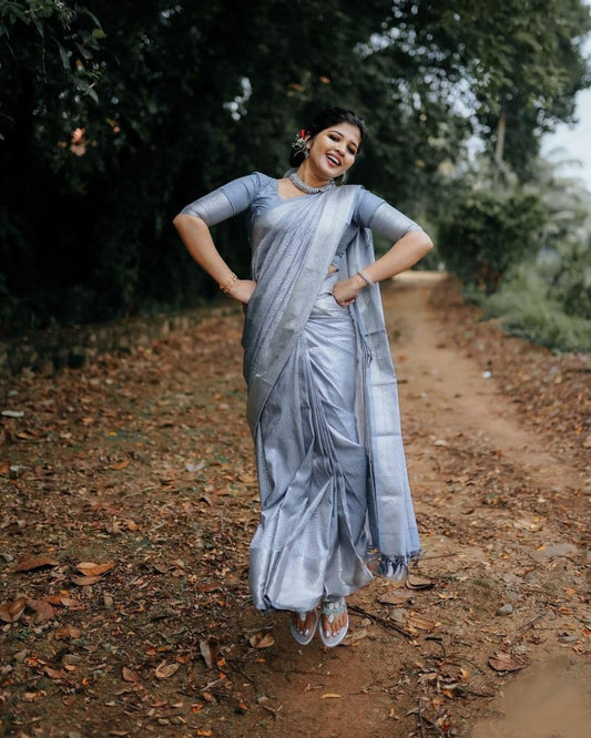 Valiba Grey TRADITIONAL KANJIVARAM Saree