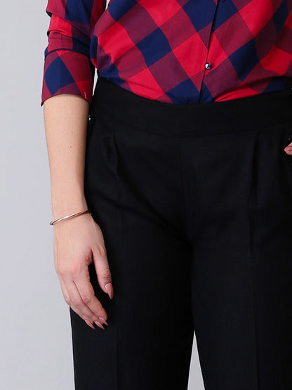 Pleated Cropped Pants - Black