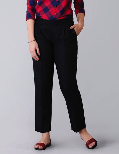 Pleated Cropped Pants - Black