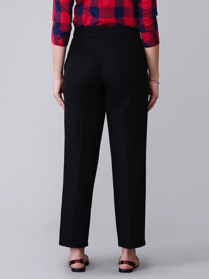 Pleated Cropped Pants - Black
