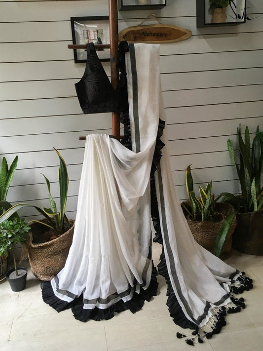 Pleats or ruffles on white