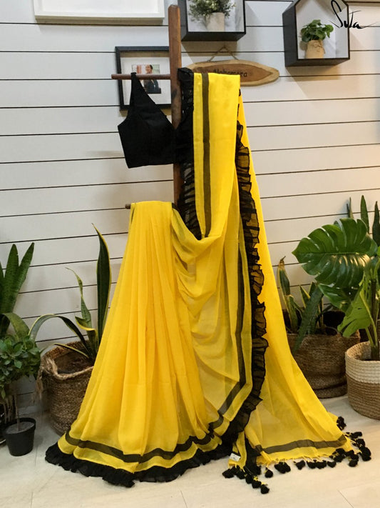Pleats or ruffles on yellow