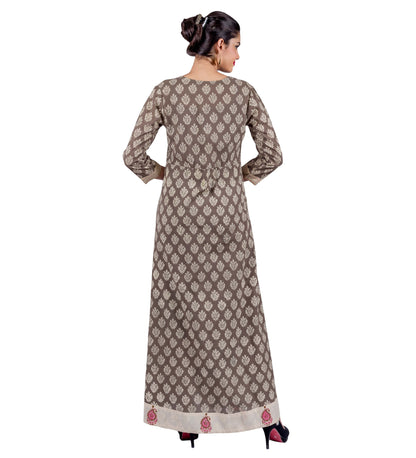 V-Neck Angrakha Style Princess Cut Floor Length Indo Western Flare Dress