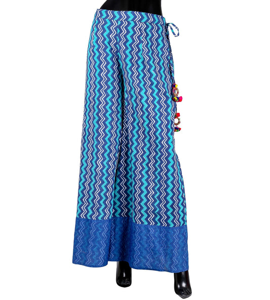 Blue Stripe Hand Block Printed Palazzo