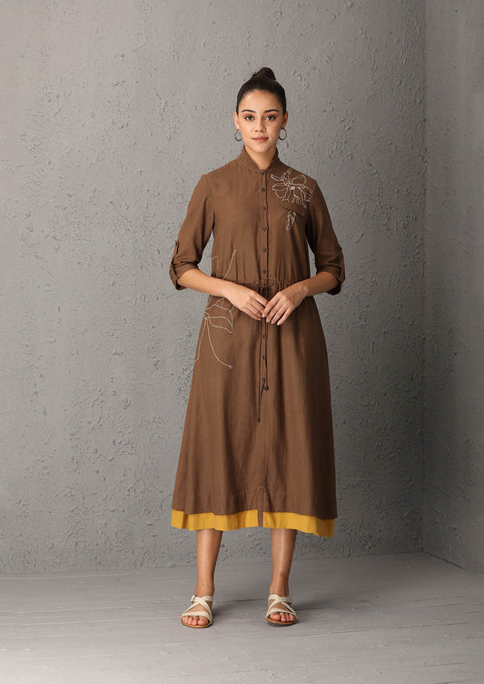 Brown jacket with thread details (RAW-12)
