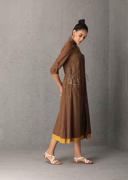 Brown jacket with thread details (RAW-12)