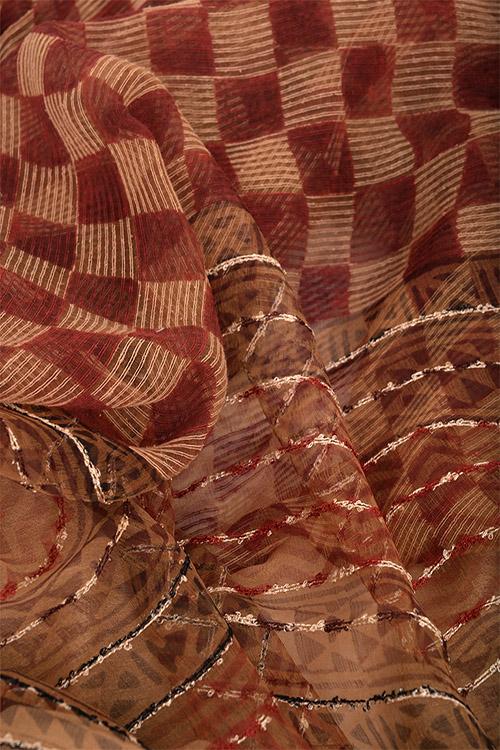 Natural Dye Block Print Silk Sari-5