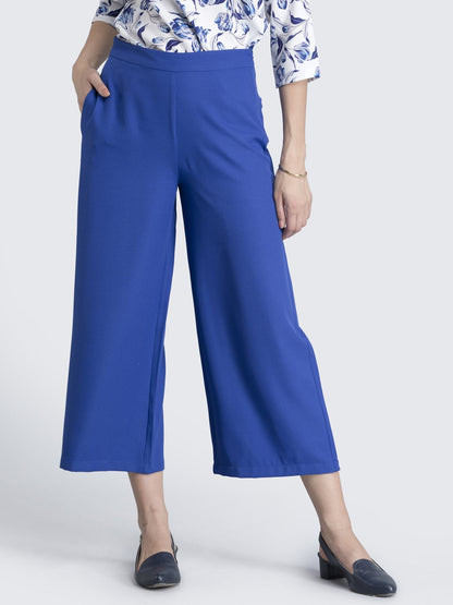 Side Zipper Culottes - Royal Blue
