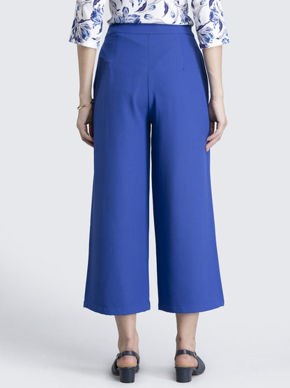 Side Zipper Culottes - Royal Blue