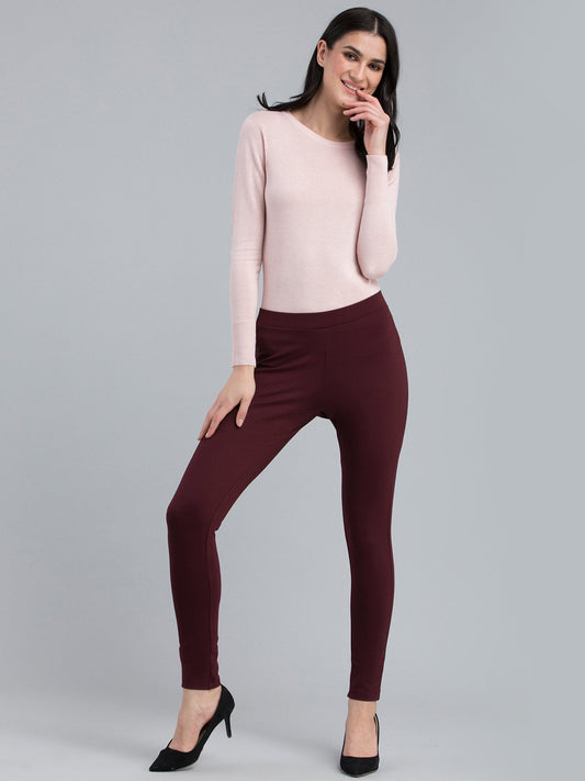 4 Way Stretch Skinny Fit LivIn Jeggings - Maroon