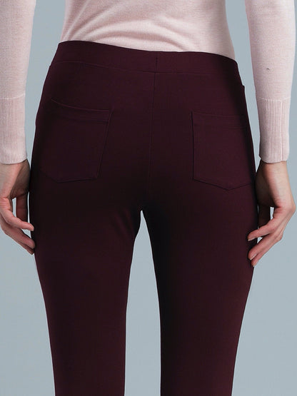 4 Way Stretch Skinny Fit LivIn Jeggings - Maroon