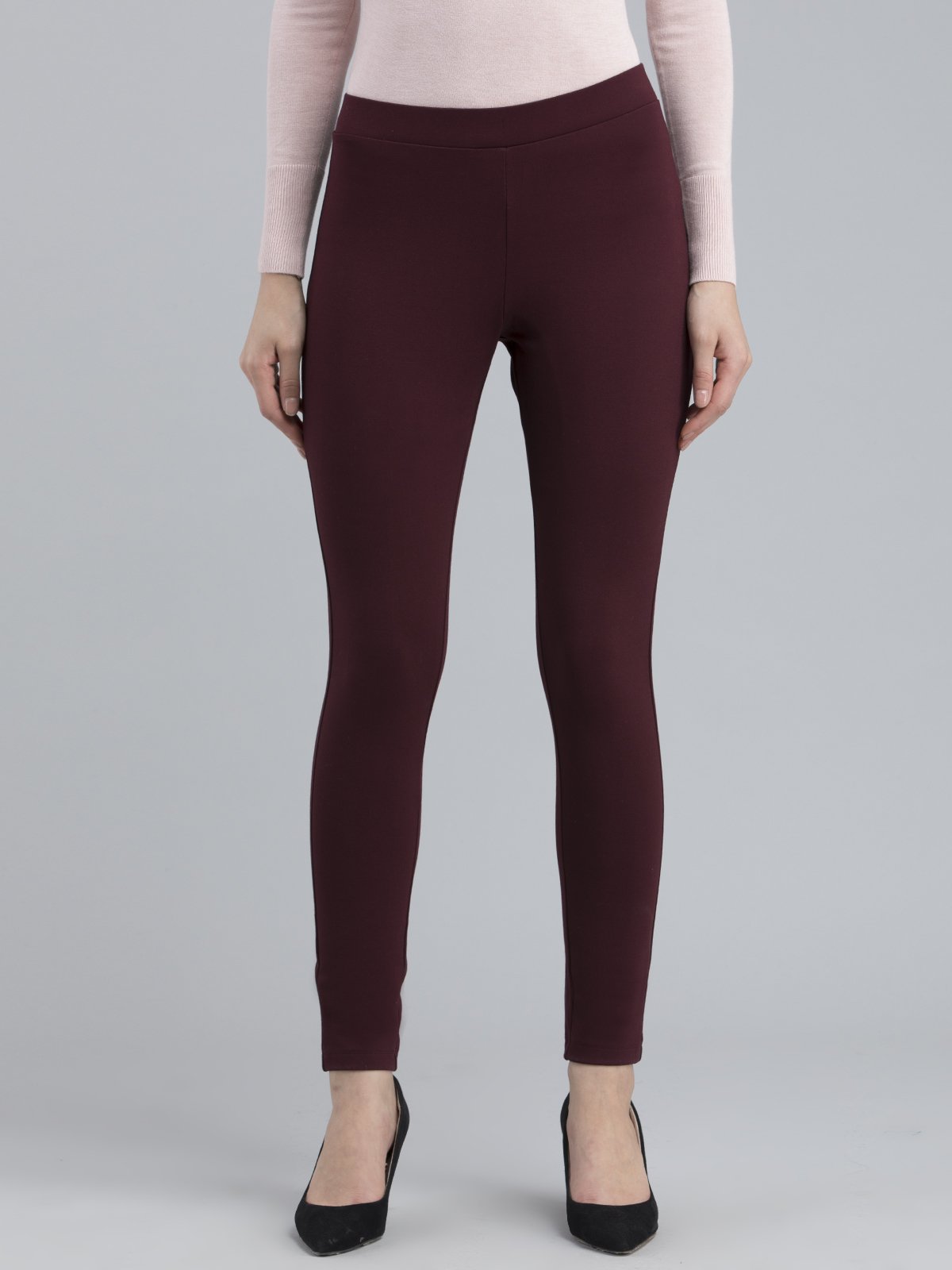4 Way Stretch Skinny Fit LivIn Jeggings - Maroon