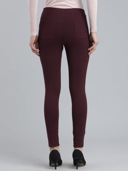 4 Way Stretch Skinny Fit LivIn Jeggings - Maroon