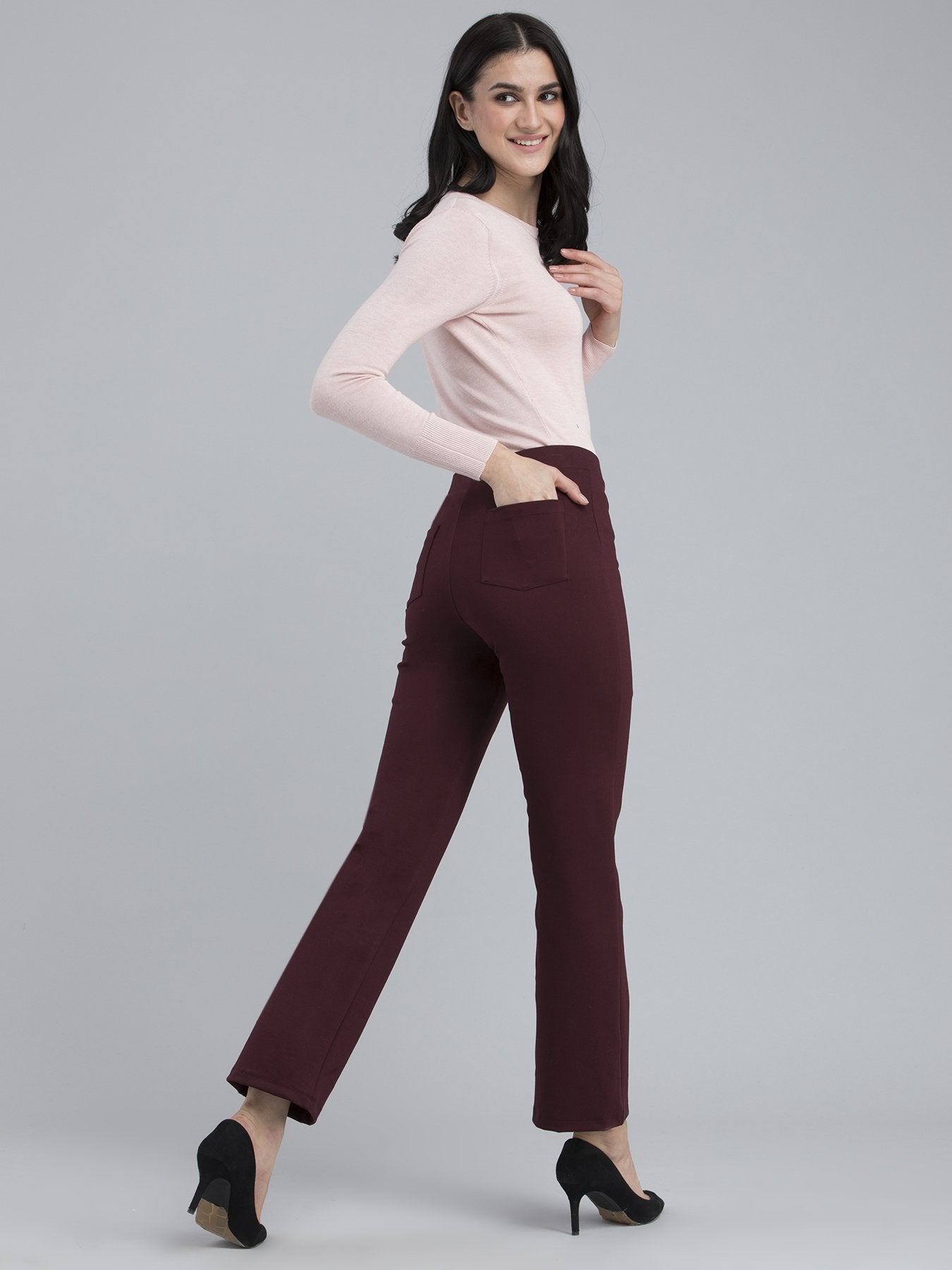 4 Way Stretch Slim Fit LivIn Jeggings - Maroon