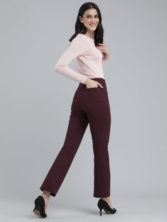 4 Way Stretch Slim Fit LivIn Jeggings - Maroon