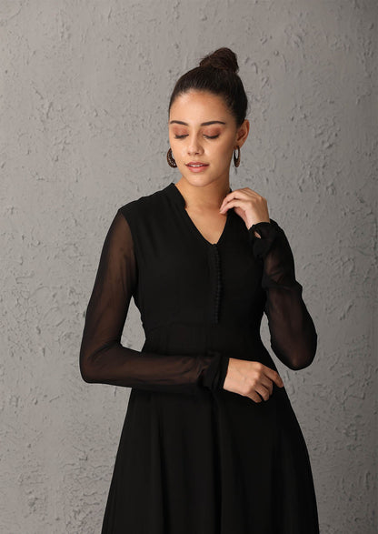Black tunic set with beige dupatta (SS-02)