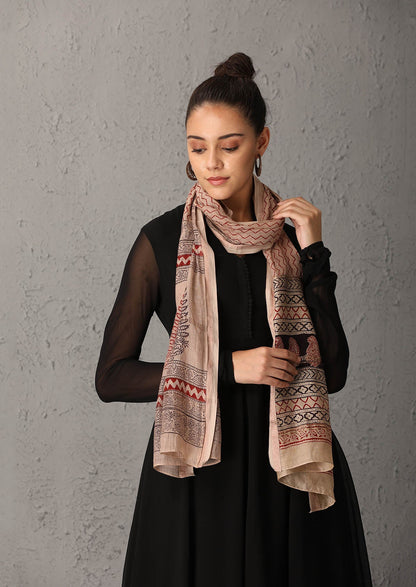 Black tunic set with beige dupatta (SS-02)