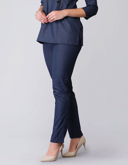 Straight Fit Houndstooth Trousers - Blue